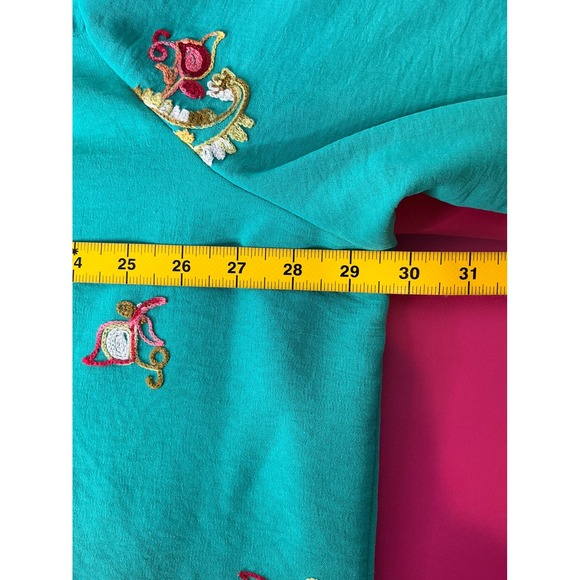 Anthropologie Figueroa & Flower Turquoise Embroidered Dragon Tunic Top Sz 1X - Picture 8 of 10